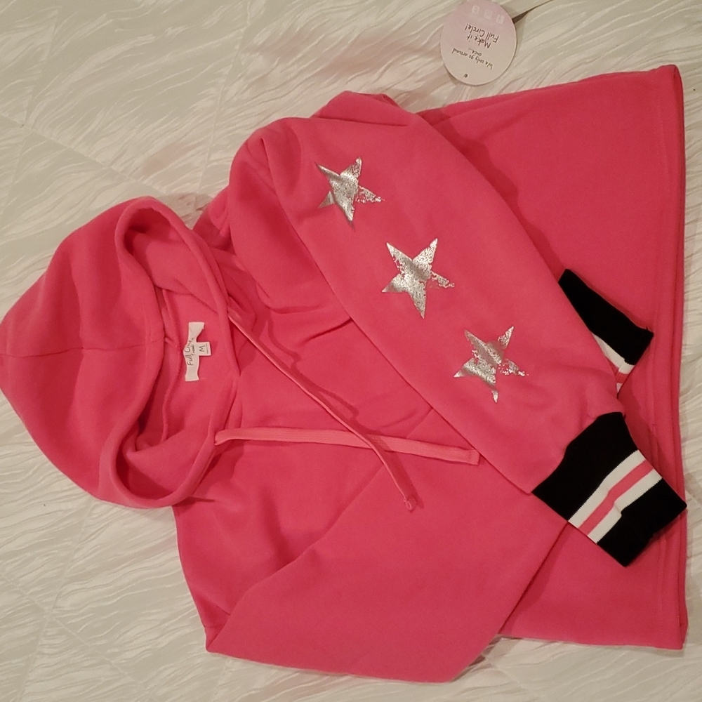 Hot pink crop top hoodie